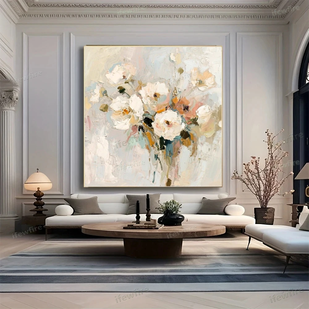 

Hand-Painted Modern Wedding Knife Flower Wall Art Picture Decor Home Living Room Canvas Poster Colorful Vase Hot Selling Pattern