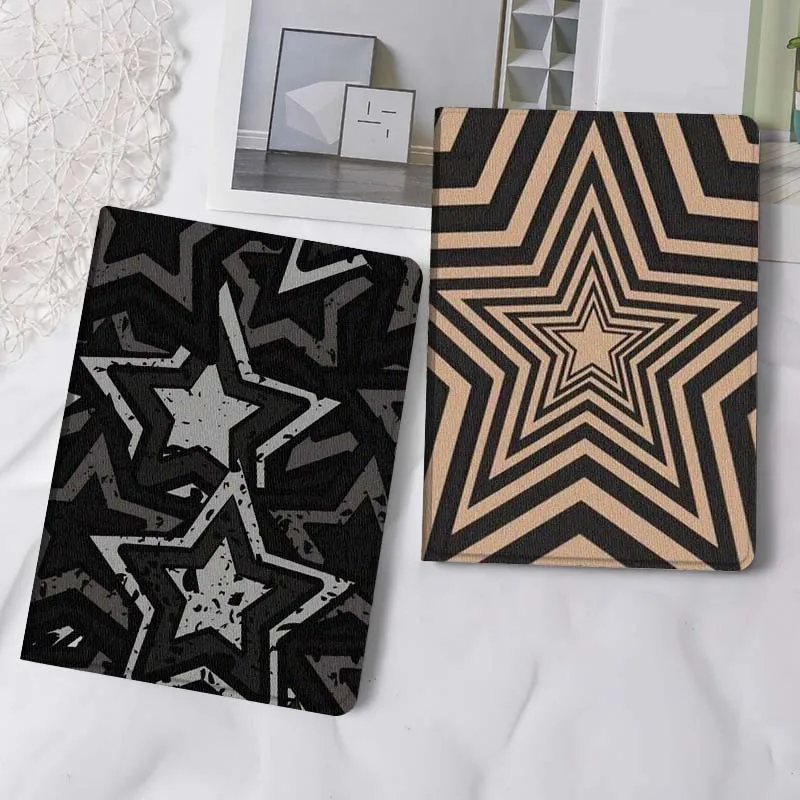 

Cartoon Black White Stars Tablet Case For Samsung Tab Galaxy S6 S11 A A7 A8 A9 A11 10.1 10.4 10.5 Plus Lite Gift