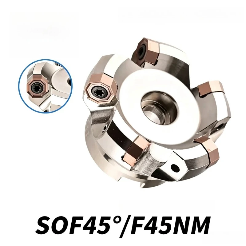SOF45 °/F45NM Fast Feed Double-sided Milling Cutter Head Octagonal Heavy-duty Cutting Tool Head Adapter Blade ONMU050505/ONMU08