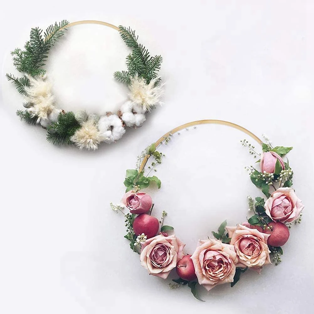 Dream Catcher Rings 12Pcs Wood Bamboo Floral Hoop For DIY Wreath Decor Wedding Wreath Decor And Wall Hanging Craft-[A04I Tools]