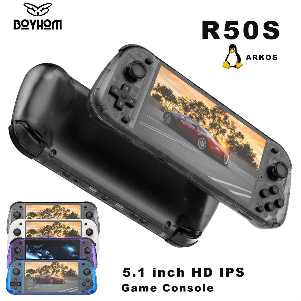 Retro Handheld Game Console R50S 5 Inch Large Screen Upgraded R36S Supports JELOS ARKOS ROCKNIX Multiple Portable Kids