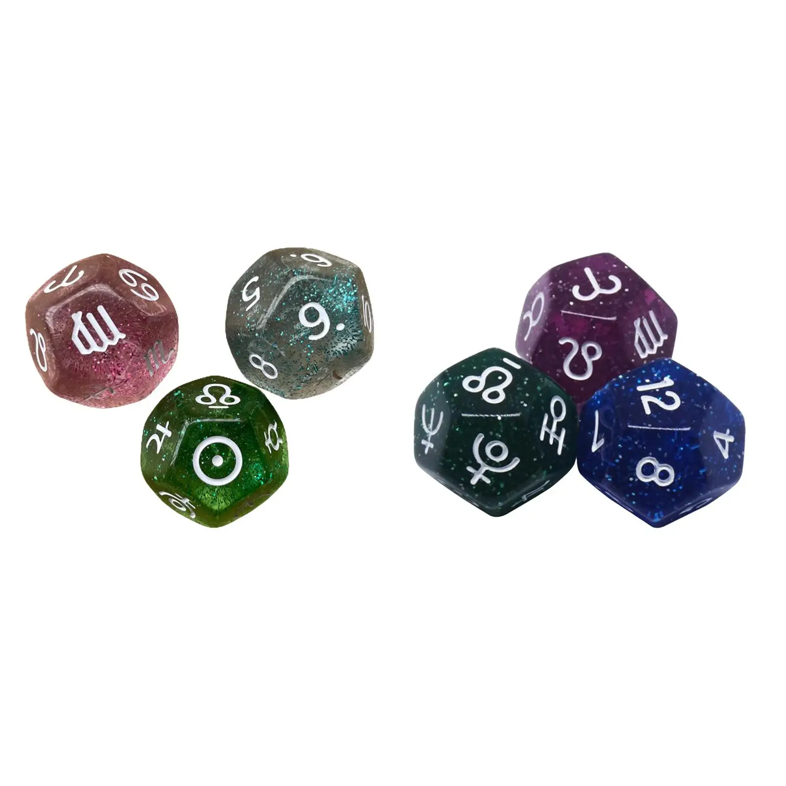 3 Pack of D12 Astrology Dice, Multi Sided Constellation Gaming Accessories for Tarot