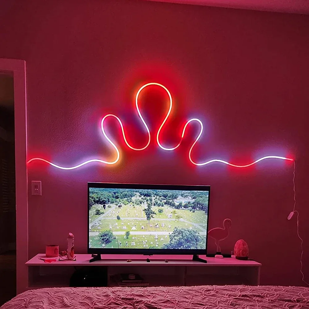 5m/16.4ft Neon RGB pasek LED z 24 klawiszami zdalny pasek wielokolorowe oświetlenie LED USB elastyczny Neon RGB lampa neonowa pasek dla dekoracje