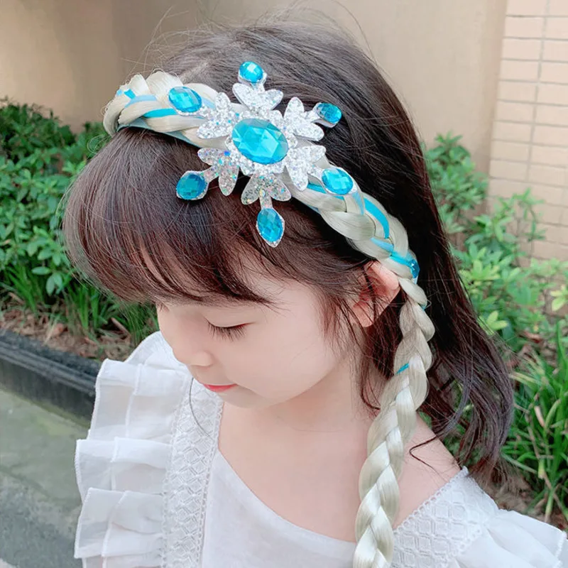 Natal peruca tranças hairband crianças coroa princesa headbands rainha floco de neve grampo de cabelo para meninas do bebê acessórios de cabelo presente