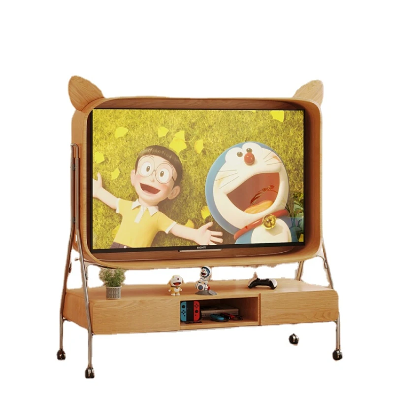 XL Retro Creative Movable TV Cabinet Cat Ears Floor TV Stand