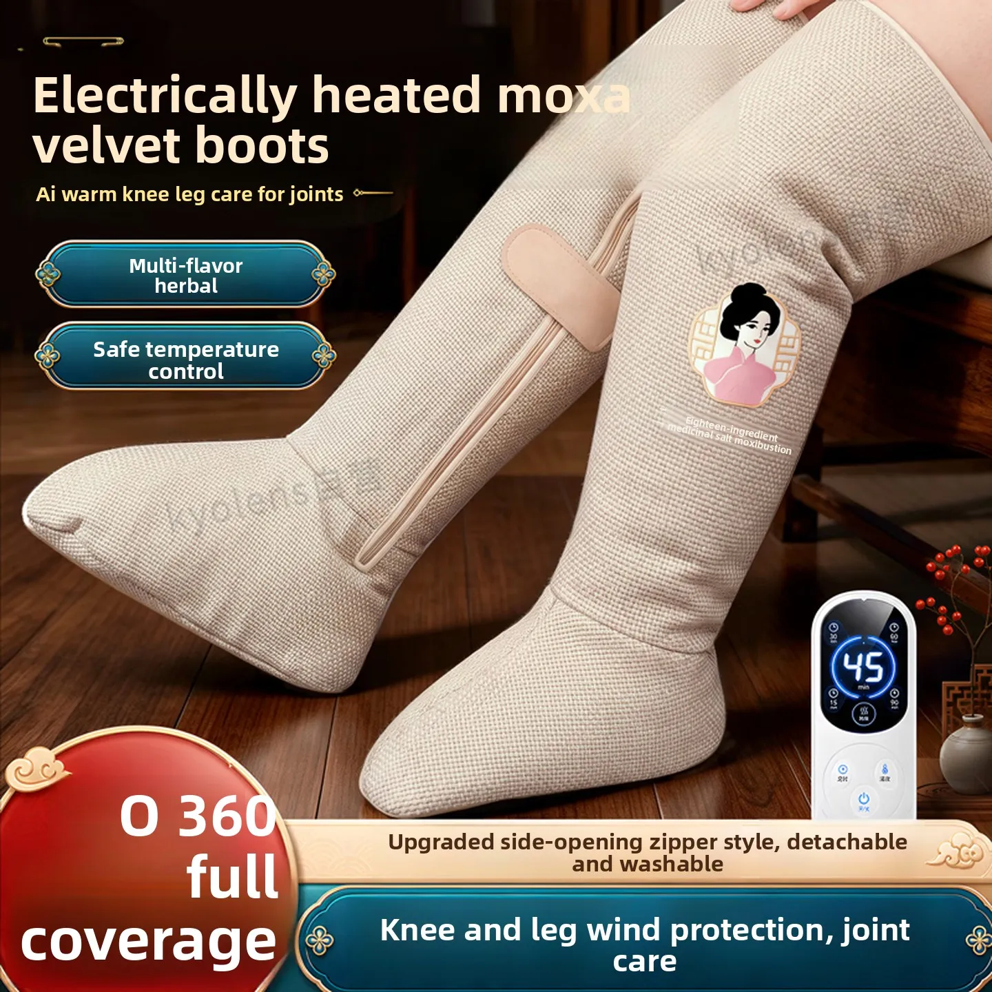 Heated Full-Leg Wrap, Electric Knee Warmer Boots with Constant-Temperature Control, Large Digital Display for Leg Warmth