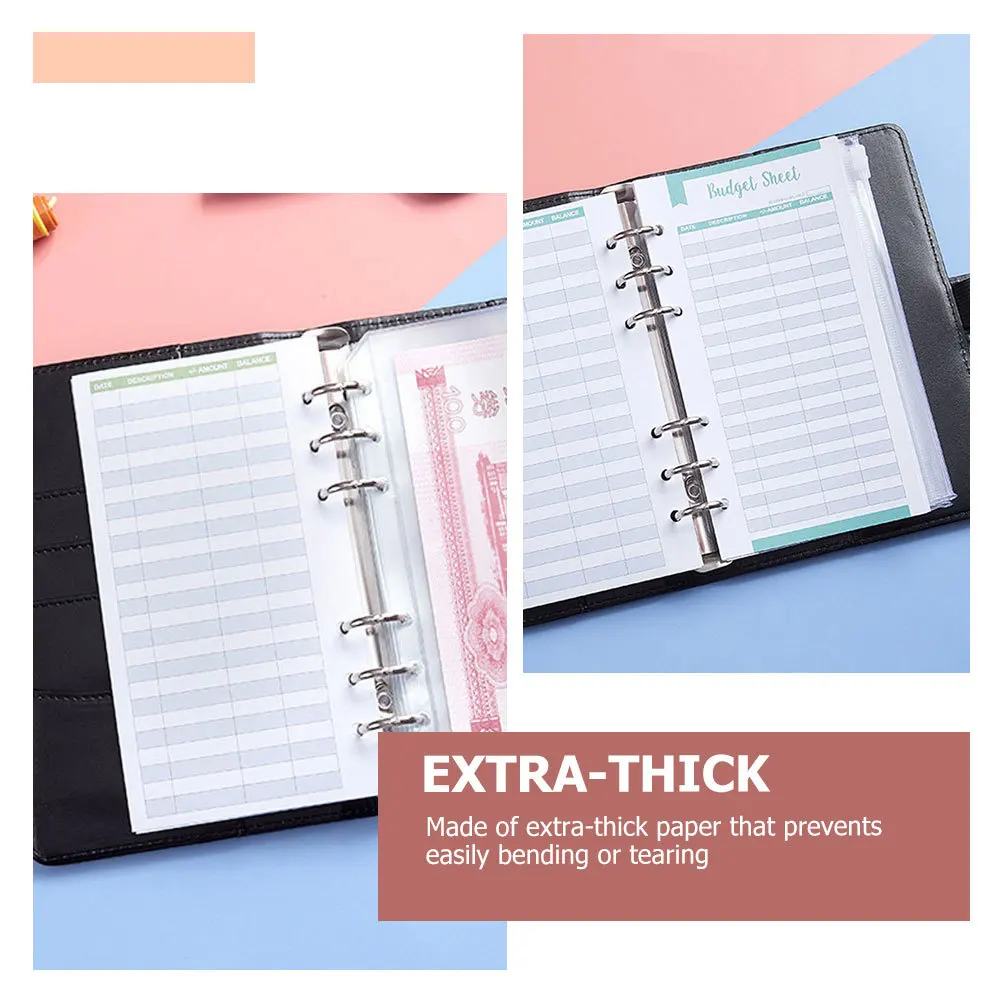 

36pcs Budget Cards Extra-Thick Paper Portable Daily Expense Tracker Six-Hole Design Cash Binder Refill Practical Budget