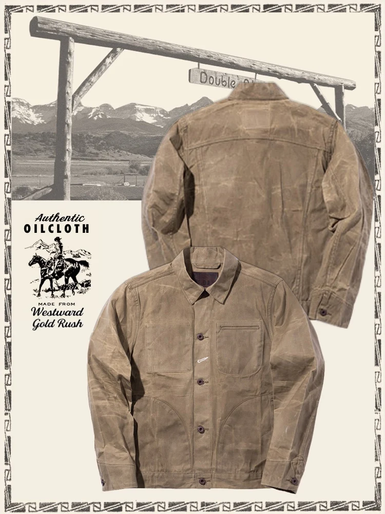 

Ретро ort Oil Cloth Hard Jaet Тяжелый воротник-стойка Винтажное водонепроницаемое парусиновое пальто с несколькими кетами для молодежи