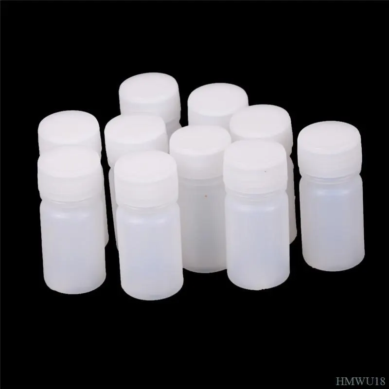 10Pcs 10ml Plastic Reagent Empty Seal Bottles Medicine Sample Vials Liquid Holder Vial Container Reagent Packing Bottle