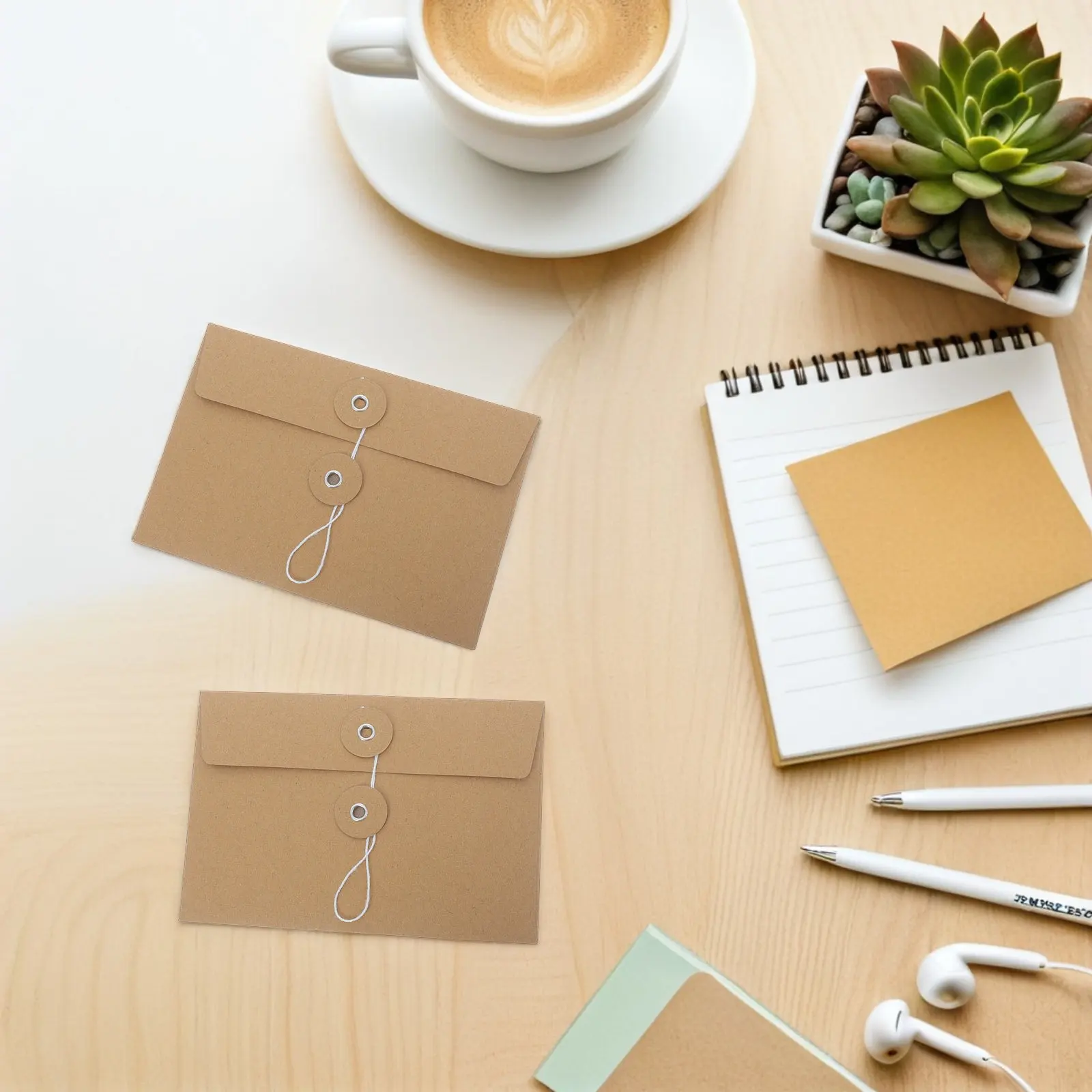 

30Pcs Kraft Paper Filing Folder Brown Document Pouch 6.7x4.5 String Closure Organizer Project Pocket Office File Envelopes
