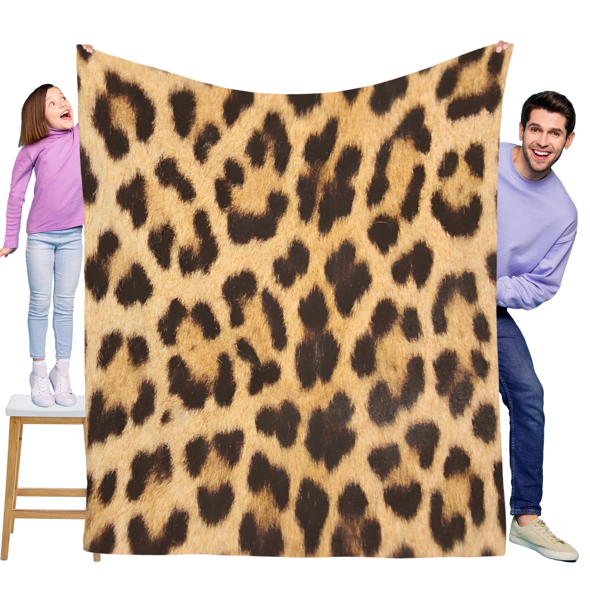 بطانية الفانيلا العصرية بطباعة الفهد ناعمة ودافئة، مثالية للأرائك والأسرة والمكاتب والسفر #1