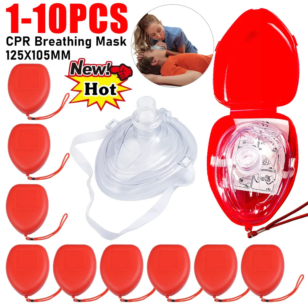 1-10PCS First Aid CPR Breathing Mask One-Way Artificial Respiration Breathing Valve Masks Outdoor Camping Emergency Rescuer asks