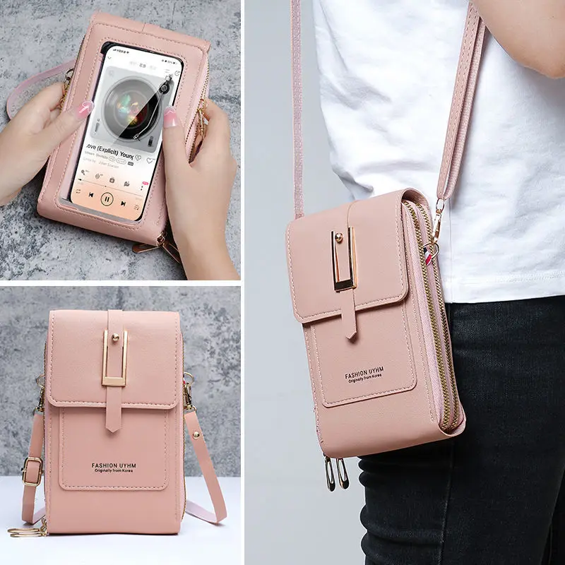 

New Transparent Touchscreen Phone Bag Trend Simple Crossbody Small Phone Women's Bag Change Vertical Design