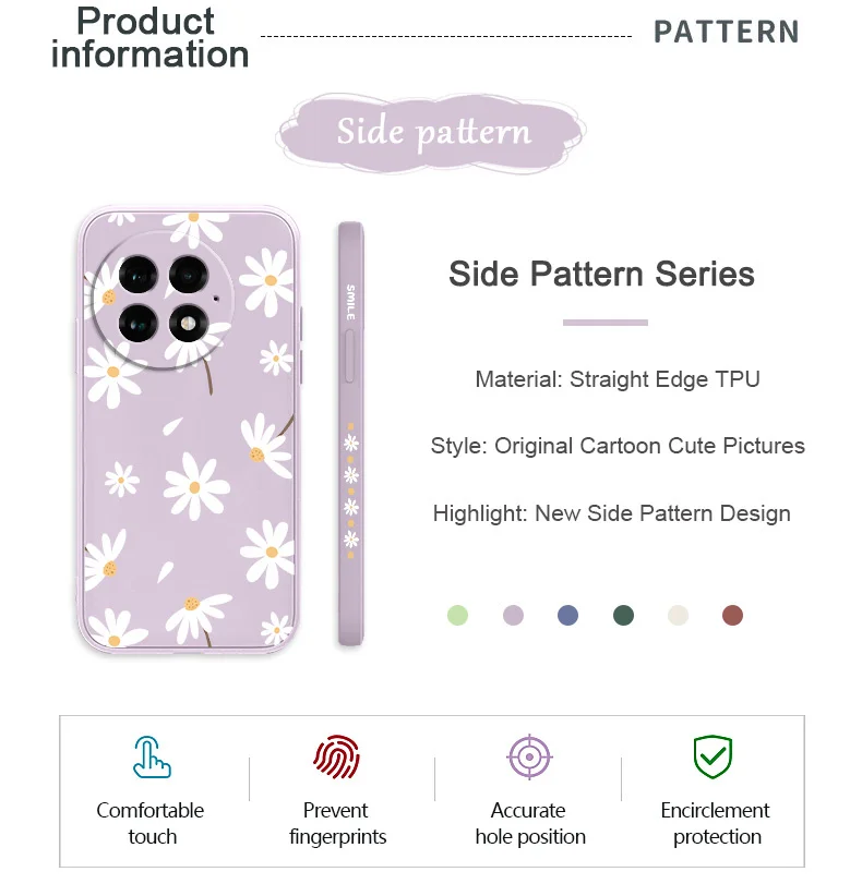 Charmante Gänseblümchen-Handyhülle für Oneplus 15 15R 13 13R 12 12R 11 10 10T 9R 9RT 9 8T 8 7T Pro Flüssigsilikon-Cover – Detail 2