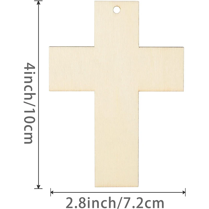 Adornos en blanco con forma de cruz de madera sin terminar para eventos religiosos y de iglesia de Pascua, etiquetas de regalo artesanales, 20 piezas