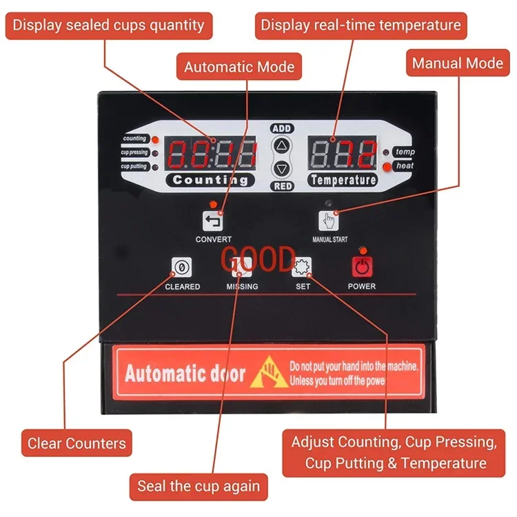 ขายร้อนไฟฟ้า 90 95 มม.pp เครื่องดื่มกาแฟชาฟอง 98 มม.boba เครื่องซีลถ้วยน้ําผลไม้