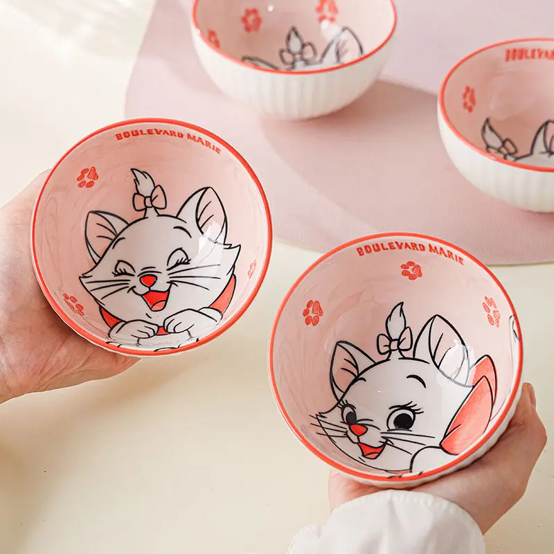 Picture 6: Disney 4pcs/set household cartoon mary cat ceramic rice bowl kitchen tableware rice bowl cute ceramic tableware girl tableware