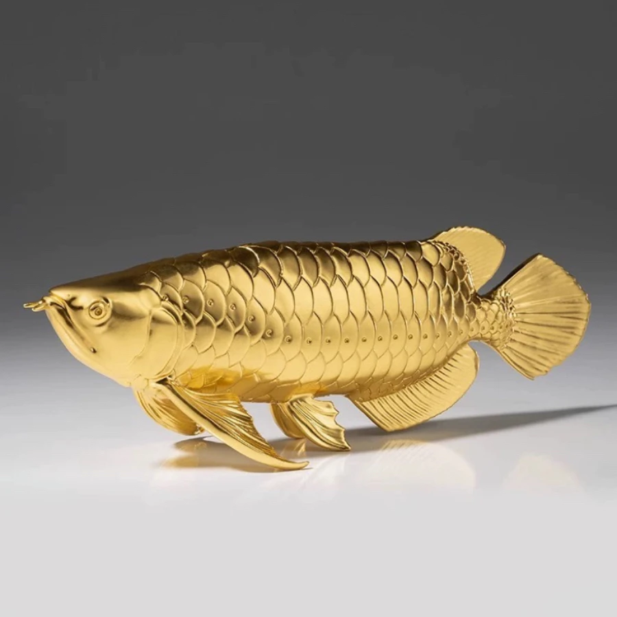 2023 HOME Company shop decor stock market Money drawing Auspicious 24k gold plating Good luck copper gold Dragon Fish Arowana