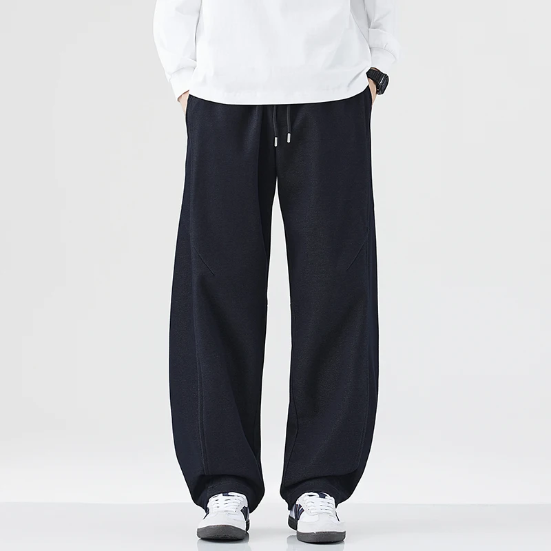 

Autumn Winter Causal Pants Men Business Smooth Loose Business Office Social Elastic Waist Ankle Length Korean Trousers Male Pant