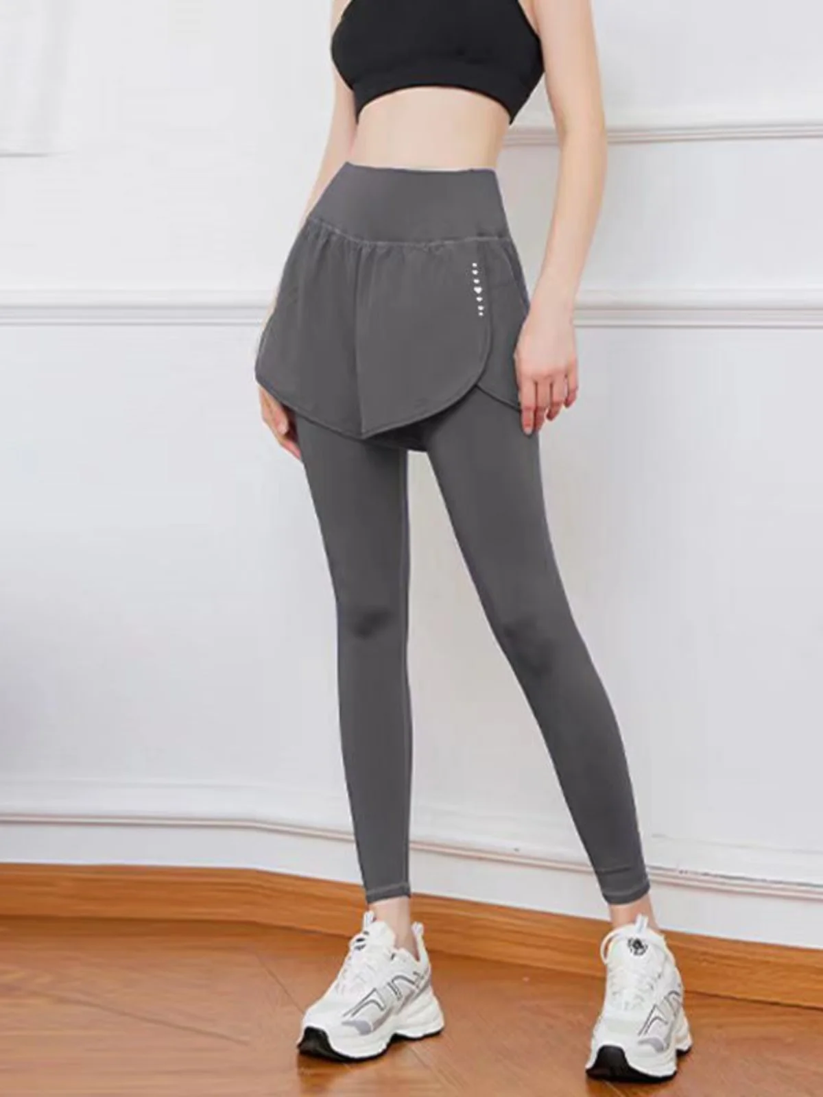 High Waist Yoga Pants Fitness Long Trousers Autumn Winter Running Training Outdoor Wear Fake Two-Piece Sport Pants for Women