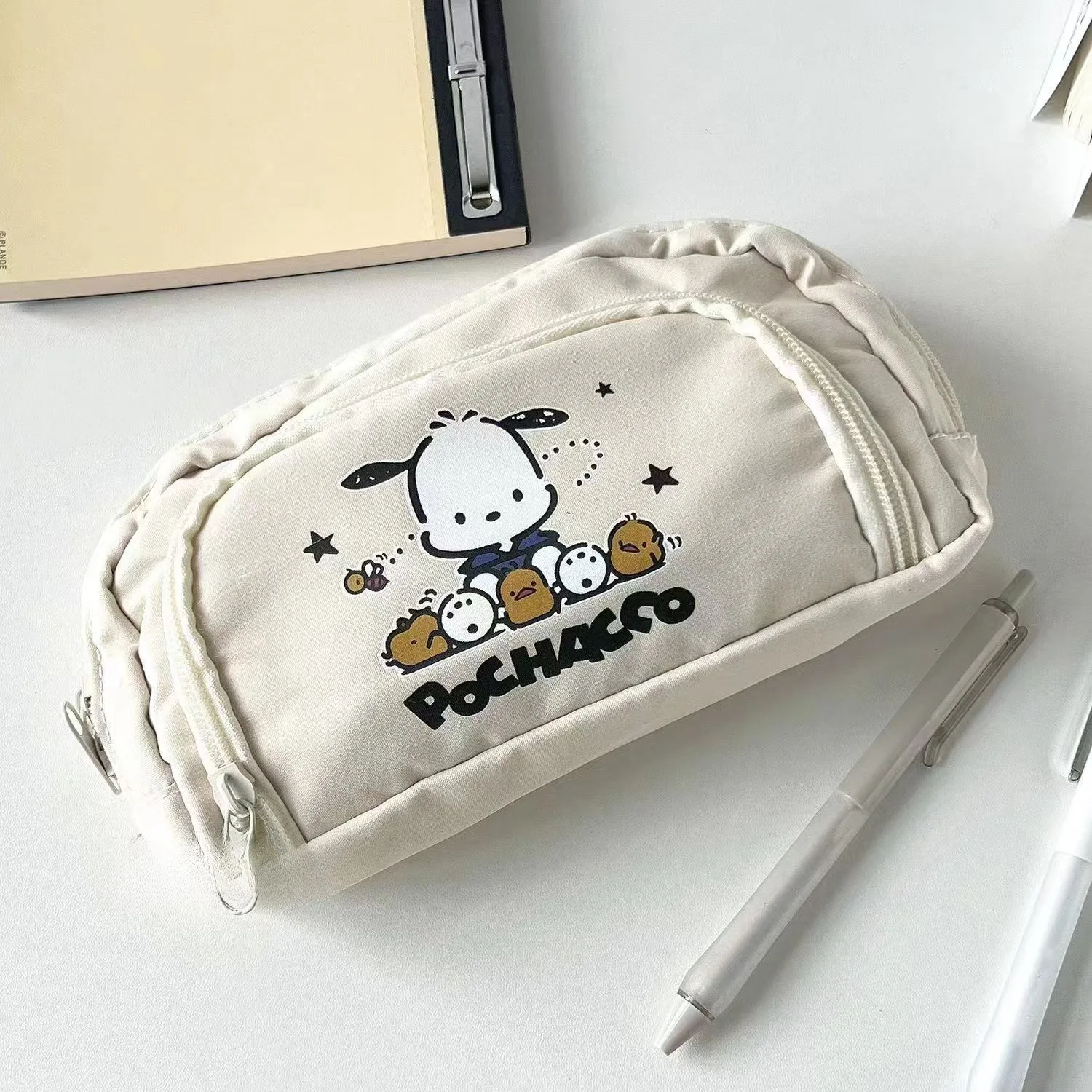 Sanrio Pochacco flap pen pouch double pencil bag niche high-capacity high-color value school supplies stationery storage