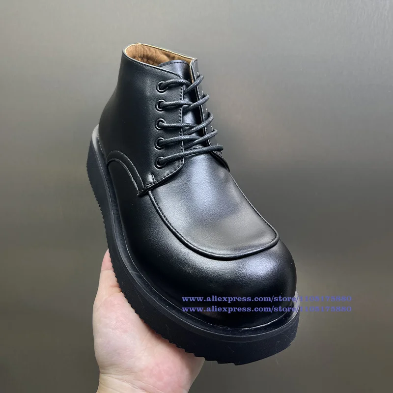 Thick-Soled Height-Increasing Derby Shoes British Style High Top Men's Casual Shoes Luxury Designer Men's Boots Botas Mujer
