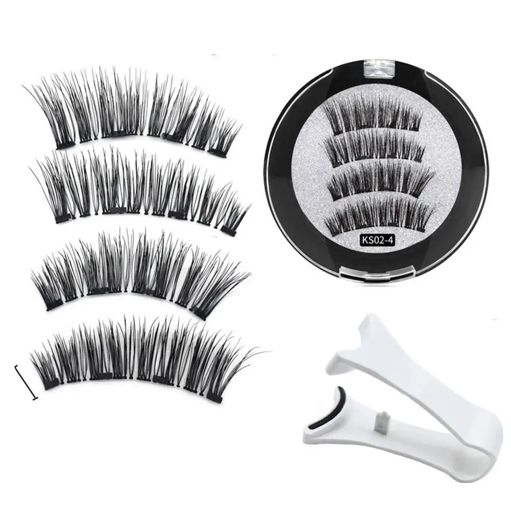 Faux cils magnétiques 3D réutilisables, applicateur facile à porter, fournitures de maquillage, P0s1, 2 paires par boîte