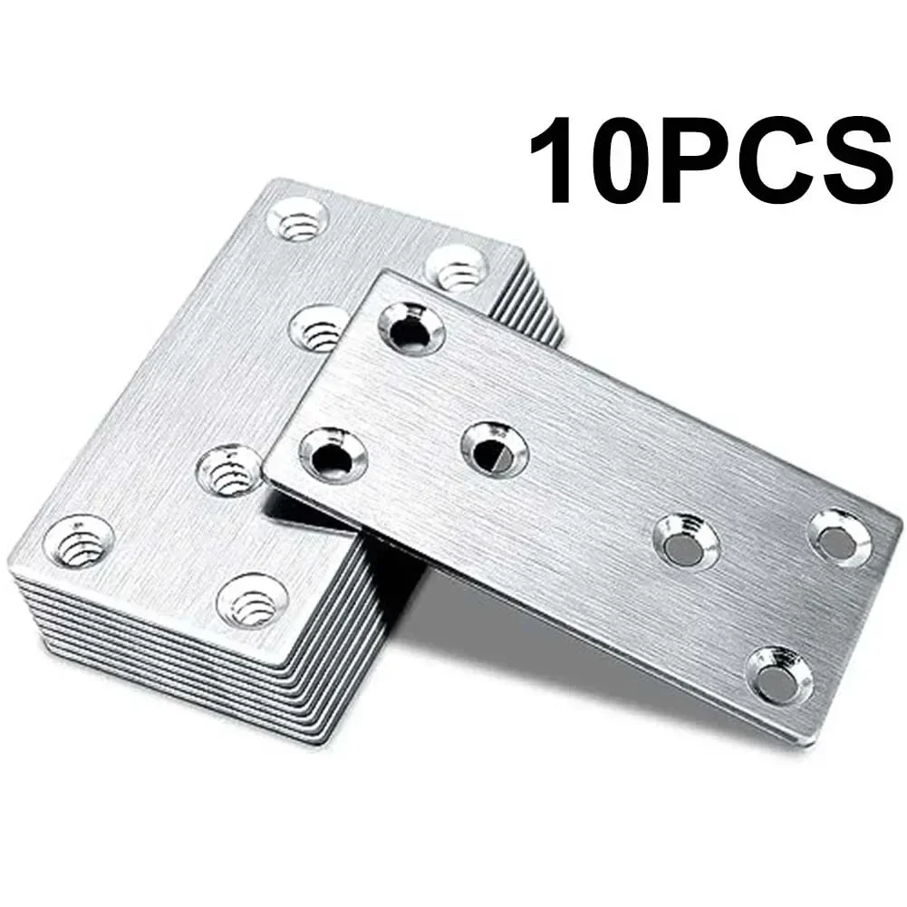 10pcs 80x40x2mm Flat Brackets Stainless Steel Flat Brackets Joining Plates For Cabinets Chairs Drawers Tables Hardware