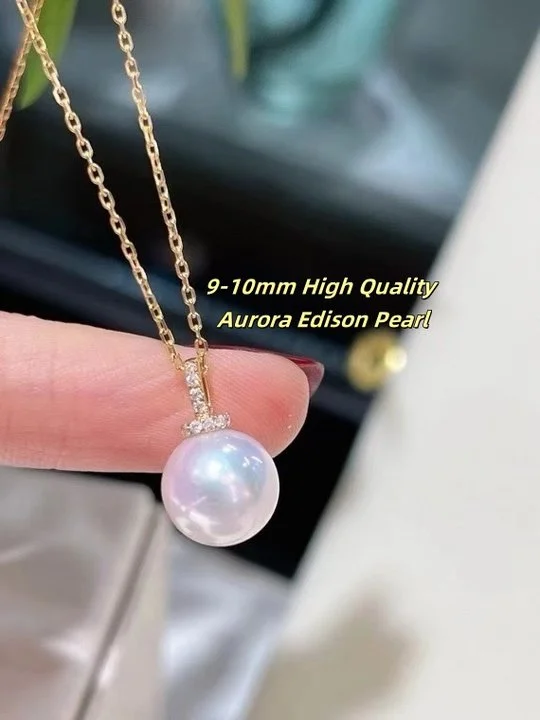 Luxury Certificated 925 Silver Pearl Necklace 9-10mm Natural Freshwater Aurora Pink Edison Pearl Choker Y Shape Chain Jewelry