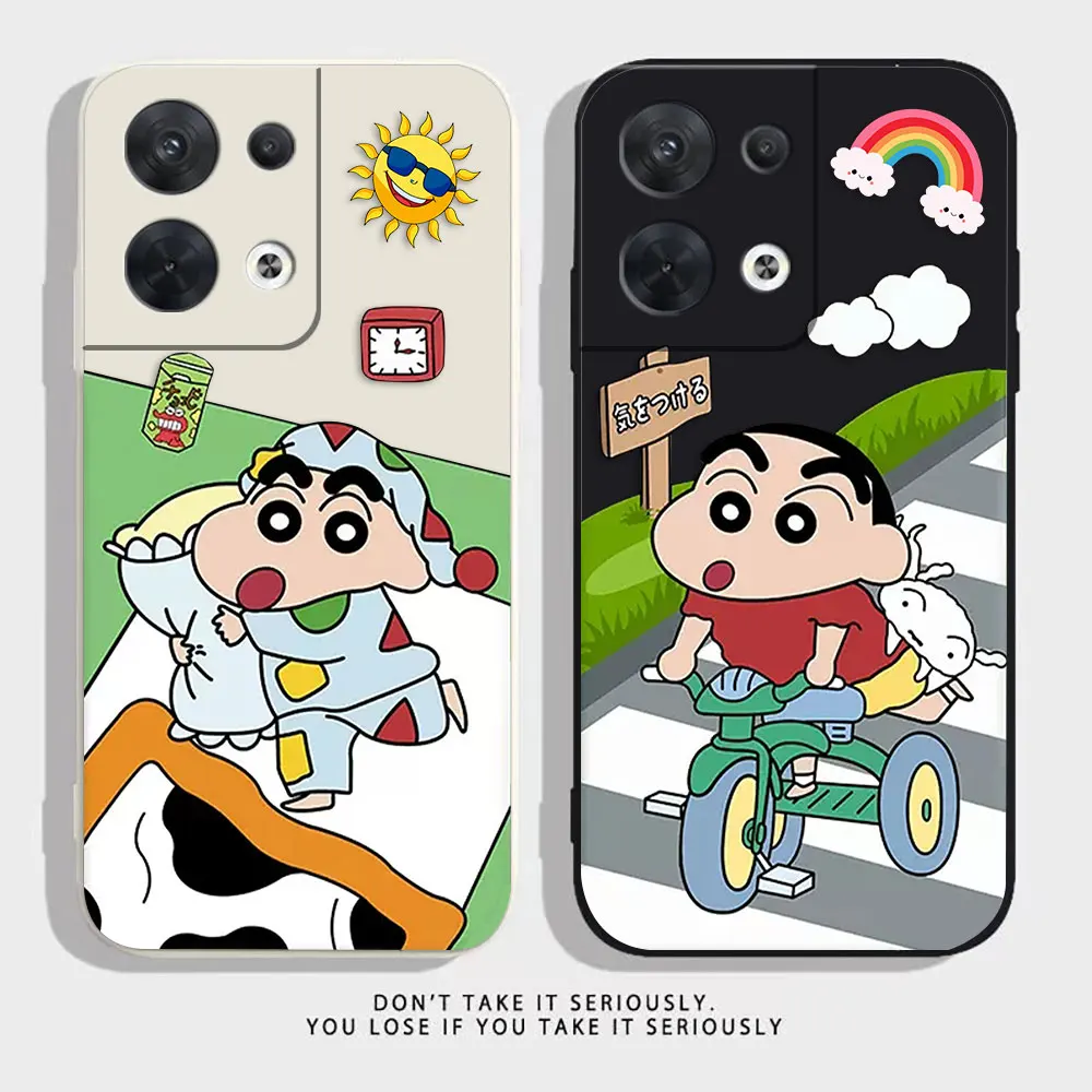 Funny C-Crayon S-Shin C-Chan Phone Case For OPPO RENO 8 7 9 6 7SE 5 4 4SE 4 3 4G 5G PRO PLUS Colour Liquid Case Funda Shell Capa