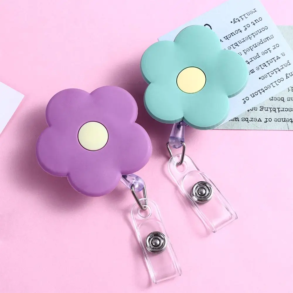 Office Cute Flowers Keys Lanyard Elegant Chest Card Name Card Holder Retractable Badge Reel ID Card Clips Nurse Badge Holder