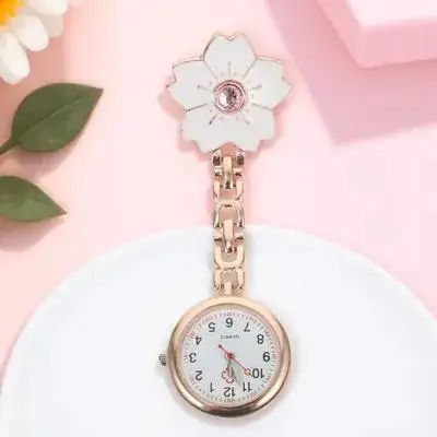 

1Pcs Nurse Hanging Pocket Watch Clip-on Timing Chest Watch Portable Fashion Accessory Flower Design
