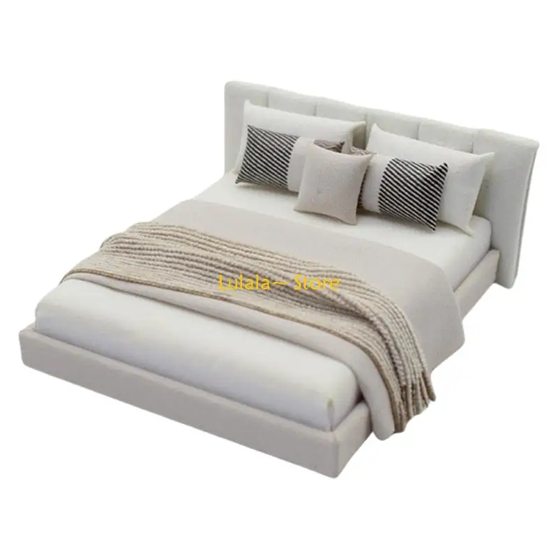 Y4QA Creative 1/20 Scale Miniature Bedroom Furniture Realistic Double Bed Model Figurine with Beding Dollhouses Scene Decors - Image 3