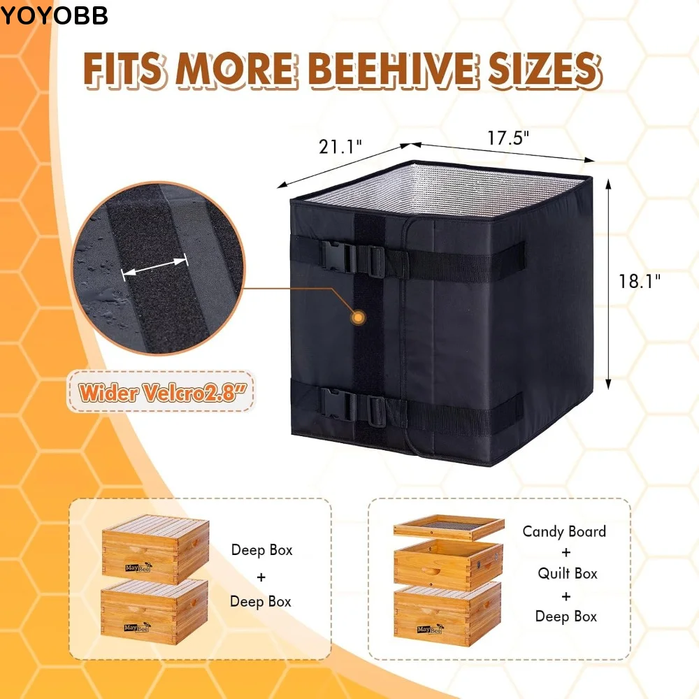 46cm/63cm Beehive Insulation Cover 600D Oxford Fabric Aluminum Foil Winter Bee Hive Wrap Waterproof Thickened
