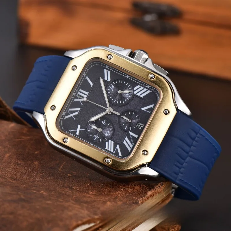 2025 мужские квадратные часы в стиле ретро с календарем из нержавеющей стали, светящиеся водонепроницаемые деловые повседневные кварцевые часы для мужчин, бесплатно