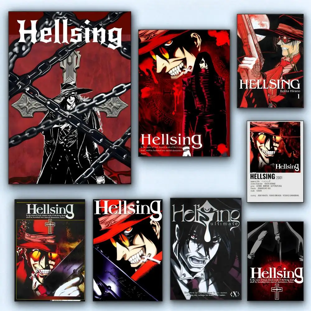 anime Hellsing Ultimate Poster Wall Posters Self-Adhesive Wall Stickers Home Decoration for Bedroom Living Room