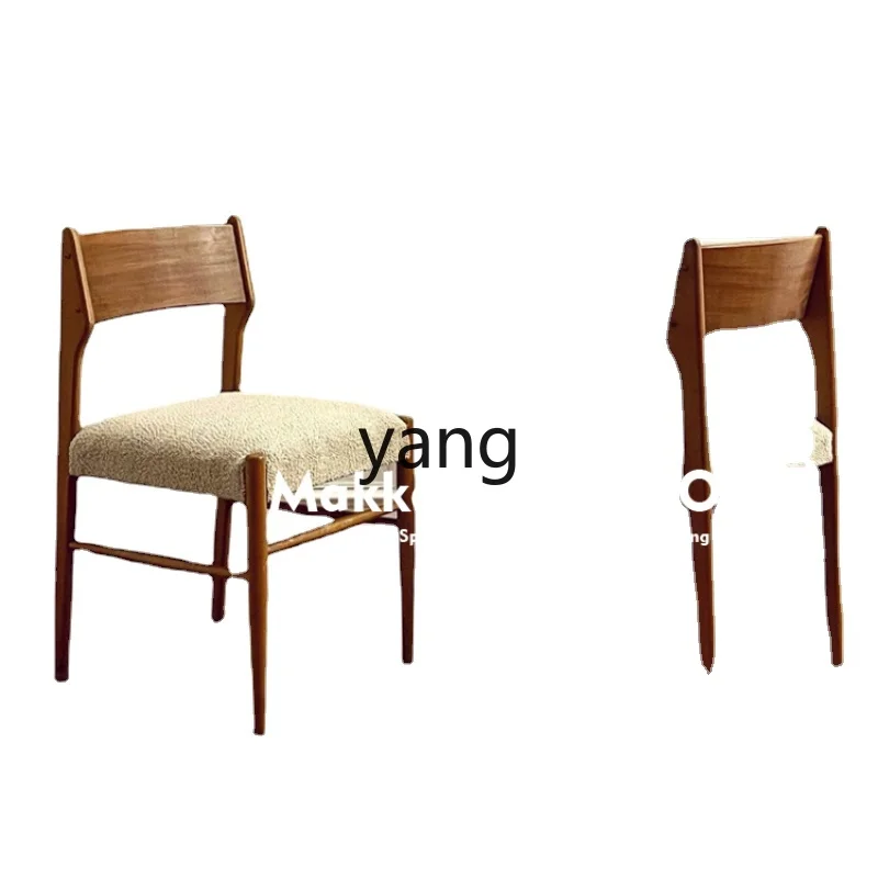 

Yjq Antique Cream Light Luxury High-Grade Lambswool Solid Wood Dining Chair Italian Chair