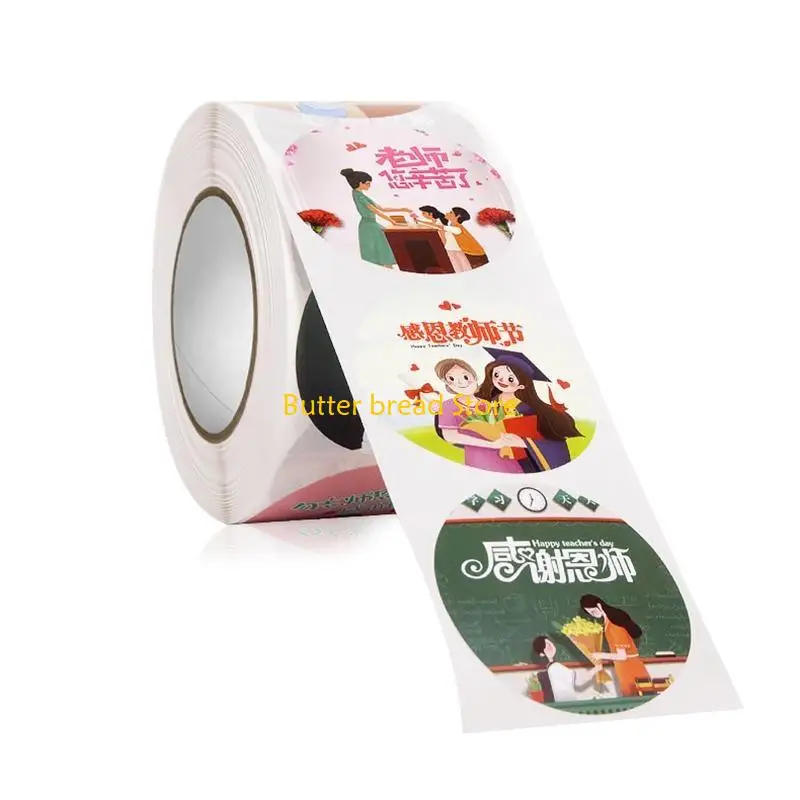 W89C Thank You Stickers Gift Wrap Sticker for Thanksgiving Teacher's Day Roll of 500