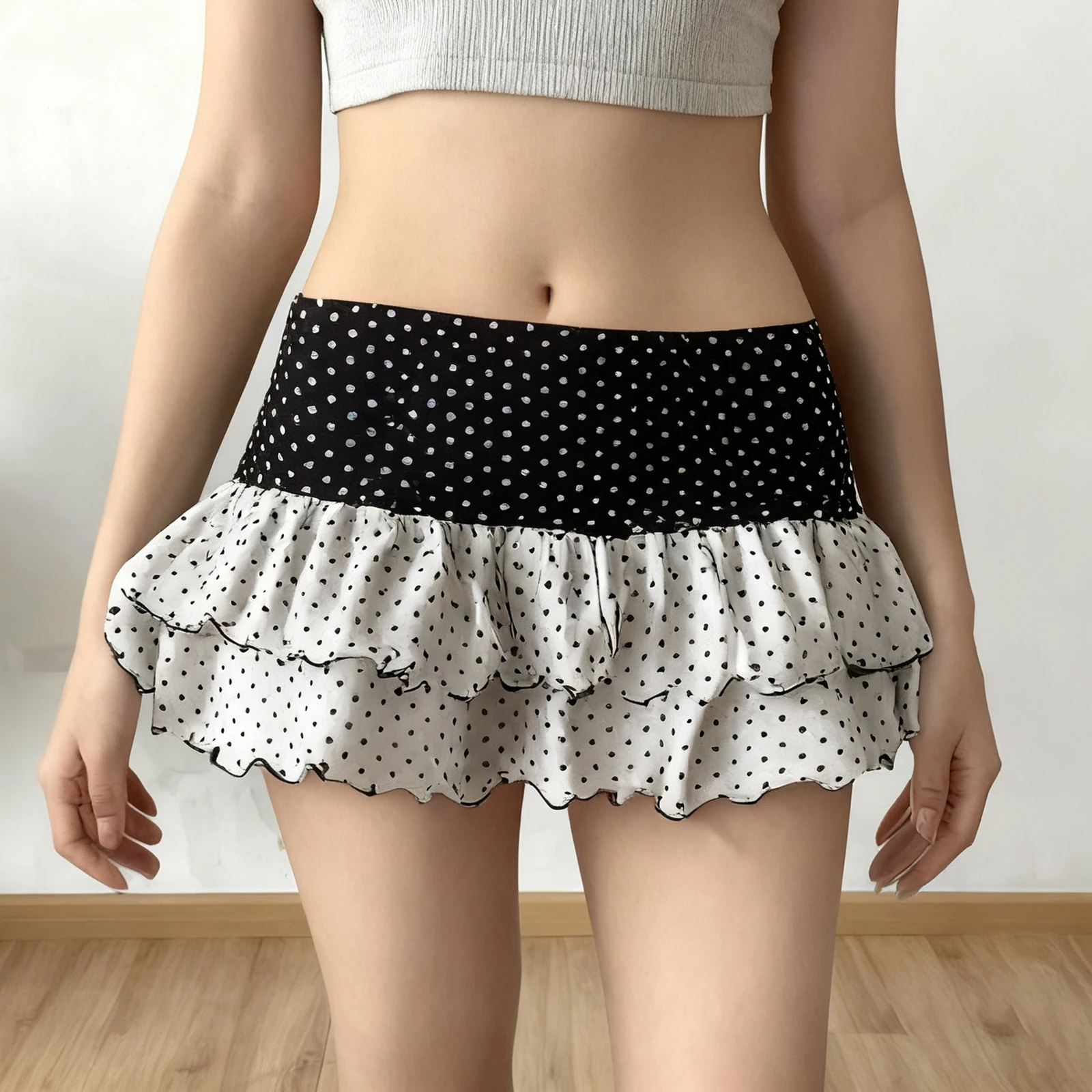 

Женские многоуровневые шорты с рюшами в горошек, летняя модная универсальная эластичная мини-юбка с низкой талией и шорты, уличная одежда
