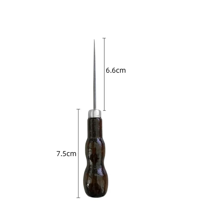 Sewing Awl with Wooden Handle, Scratch Stitching Pin, Punch for Sewing Shoes Repair Tool, Hand Stitcher, Leather Craft Awl, 3Pcs