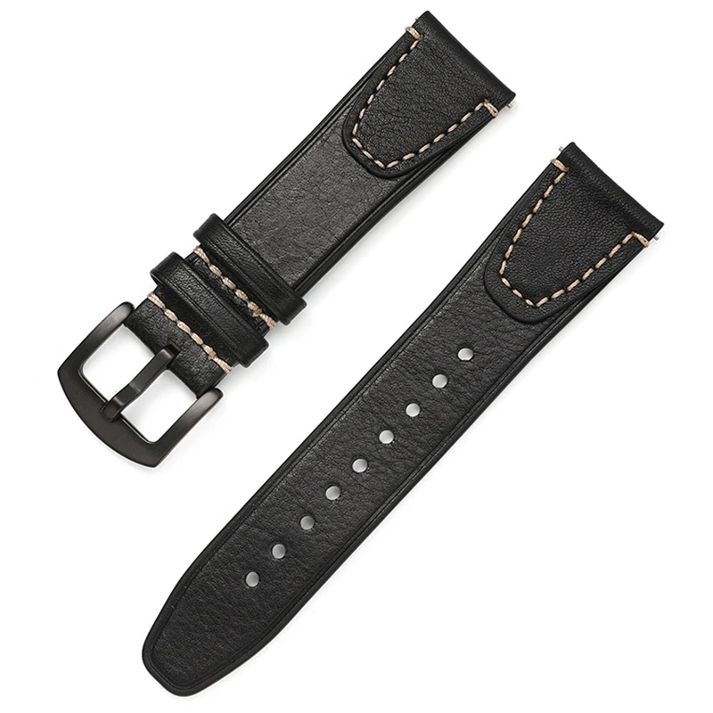 Premium cow leather strap 20mm 22mm Universal watch Watchband Black Buckle Retro quick release Bracelet UTHAI Z28