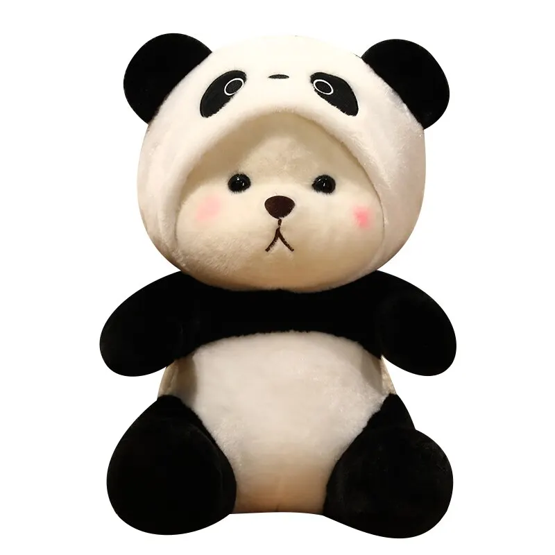 26cm New Kawaii Panda Plush Toy Soft Stuffed Bear Turn Into Panda Animal Doll Lovely Style Sleeing Pillow Cushion for Children