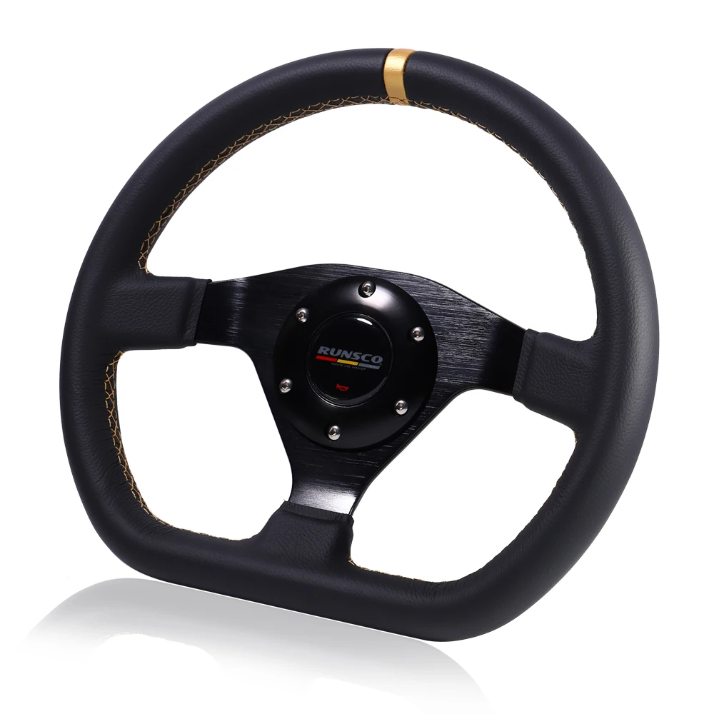 300mm Racing Steering Wheel Flat Leather Car Drift Pc GameSteering Wheel Control Universal  70PCD