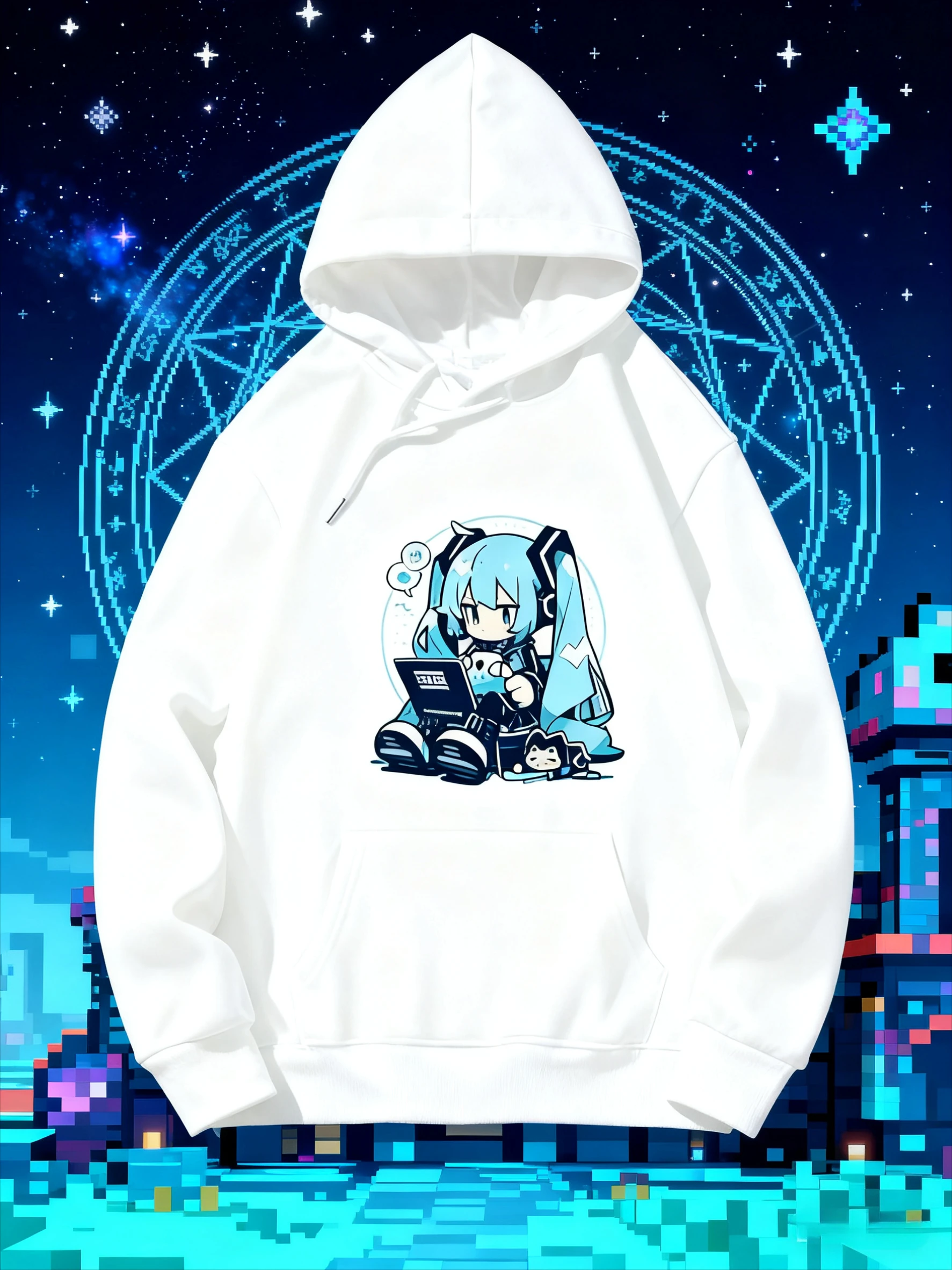 Nieuwe herfst en winter water ijs maan print patroon hoodie multifunctionele heren- en damessportkleding harajuku straat hoodie