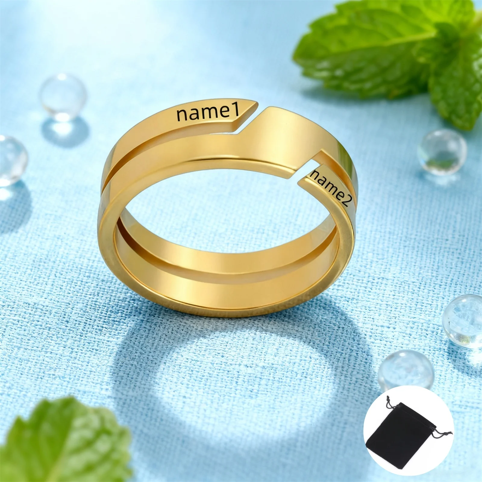 Personalized Stainless Steel Simple Name Ring