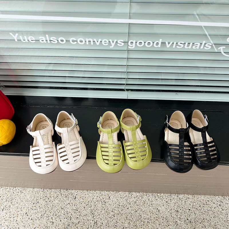 

2025 Children Sandals for Girls Summer New Fashion Korean Style Soft Bottom Anti-slippery Fashion Simple Beach Shoes