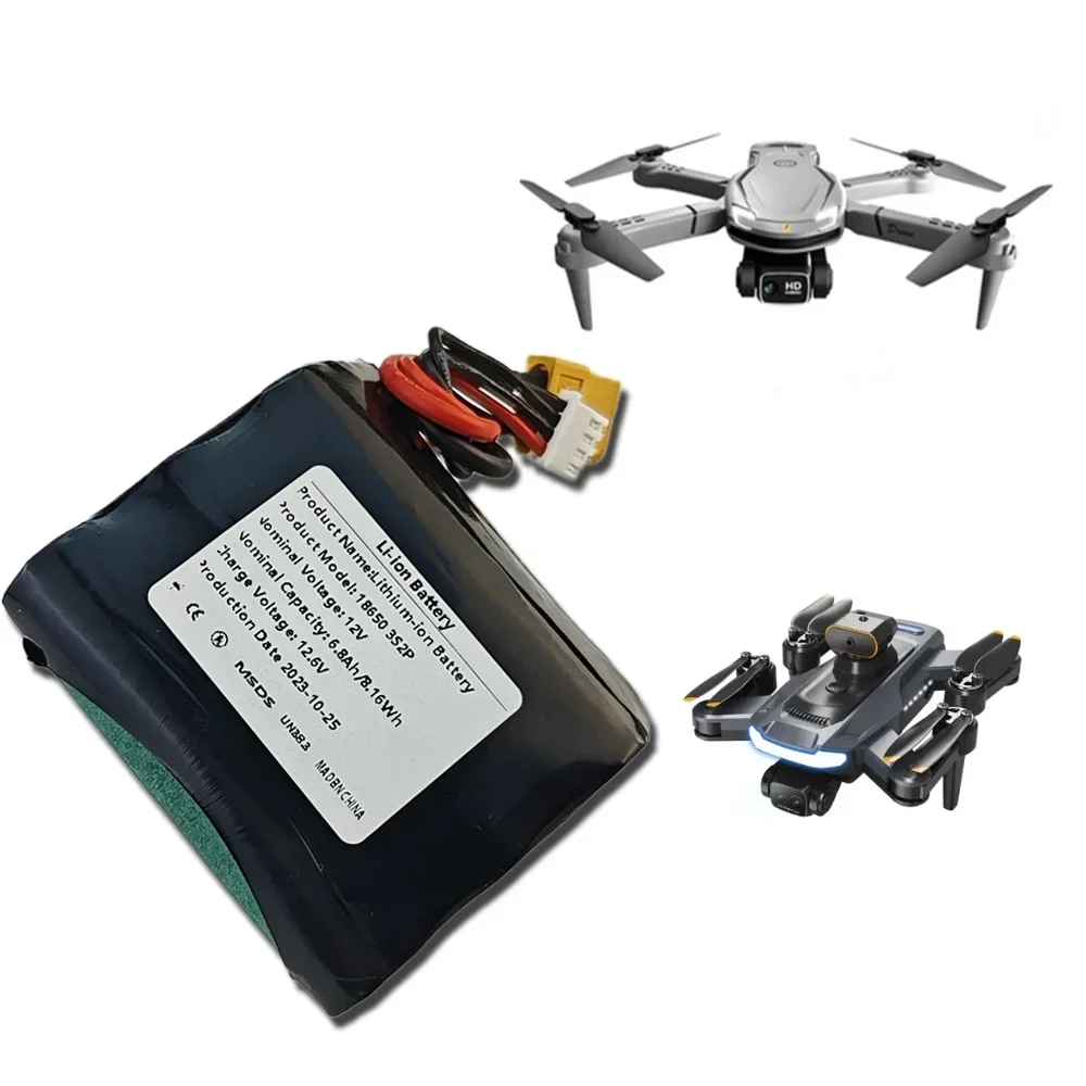 3S2P 12V 6.8Ah High Capacity UAV Rechargeable 12.6V Li-ion Battery for Various RC Airplane Drone Quadrotor XH2.54-4P XT60