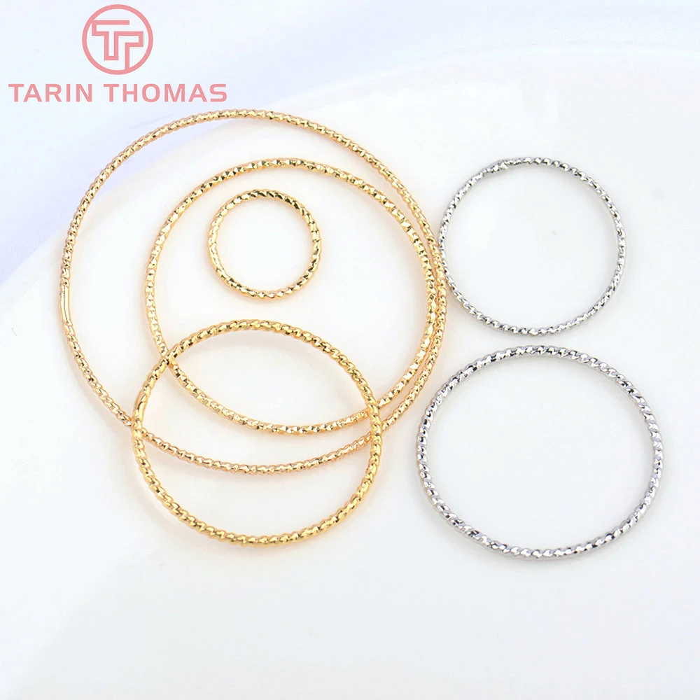 (3581)10PCS 18MM 20MM 24K Pozłacany mosiądz Okrągłe pierścienie skokowe Zamknięte pierścienie Wysokiej jakości biżuteria Diy Akcesoria