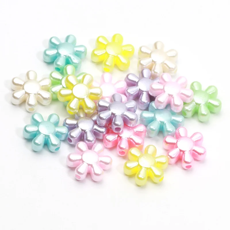 50pcs 13mm Sunflower Colorful Shiny Acrylic Beads For Making Charming Jewelry Hairpins Earrings Pendants Materials Customization