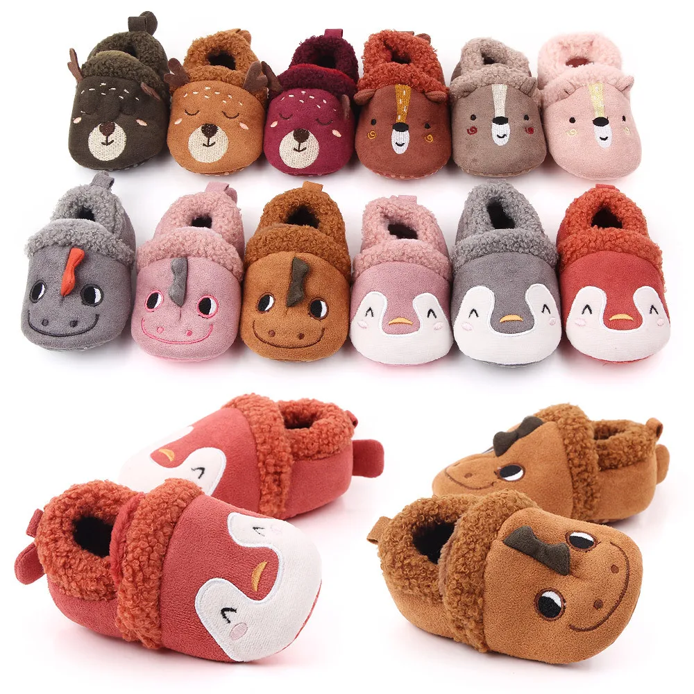 Baby Walking Shoes Baby Indoor Warm Cotton Shoes Suede 0-1 Years Old Fall and Winter Models Baby Shoes